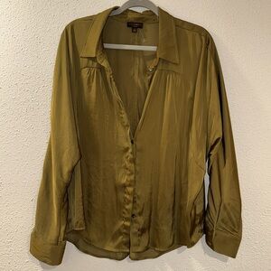 Final offer - Current Air Olive Green Satin Blouse NWOT